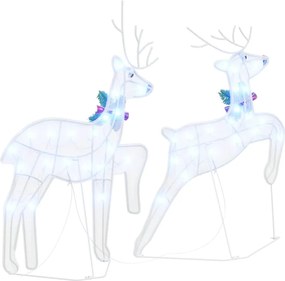 vidaXL LED Ελάφια 2 pcs Κρύο Λευκό ύφασμα