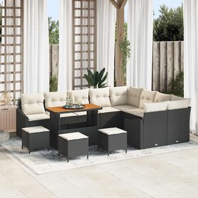 vidaXL Σετ Καναπέ Κήπου με μαξιλάρι 13 pcs Μαύρο Πολυ ράταν