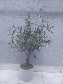 Stewehome διακοσμητικό τεχνητό δέντρο ελιάς αιγαίου σε λευκή γλάστρα Λευκό