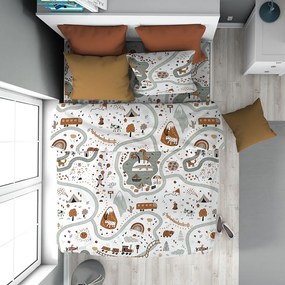 Παπλωματοθήκη Παιδική Countryside 580 White-Mint DimCol Μονό 160x240cm 100% Βαμβάκι