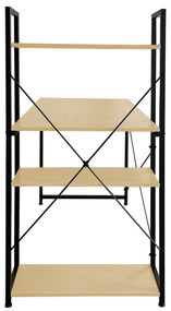 ΓΡΑΦΕΙΟ Η/Υ με 4 Ράφια Μέταλλο Βαφή Μαύρο- Melamine Beech 120x60x75/122cm
