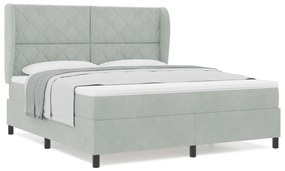 vidaXL Κρεβάτι Box Spring  με στρώμα Ανοιχτό Γκρι 180x200 εκ Βελούδο