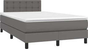 vidaXL Κρεβάτι Boxspring με Στρώμα &amp; LED Γκρι 120x200 εκ. Συνθ. Δέρμα