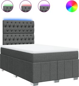 vidaXL Κρεβάτι Boxspring με Στρώμα Σκούρο Γκρι 120x190 εκ Υφασμάτινο