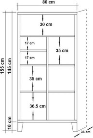 Βιβλιοθήκη PWF-0181-7 σε χρώμα πεύκου 80x36x155εκ