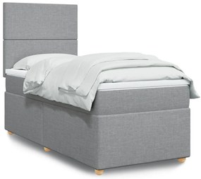 vidaXL Κρεβάτι Boxspring με Στρώμα Ανοιχτό Γκρι 100x200 εκ. Υφασμάτινο