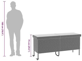 Κουτί Αποθήκευσης Κήπου με Ρόδες 160x55x75 εκ. Συνθετικό Ρατάν - Μπεζ