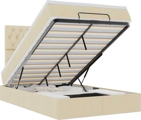 vidaXL Οθωμανικό κρεβάτι με στρώμα Cream 120x200cm ύφασμα