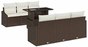 vidaXL Σετ Καναπέ Κήπου 7 pcs Καφέ και κρεμ 100 x 55 x 73 εκ
