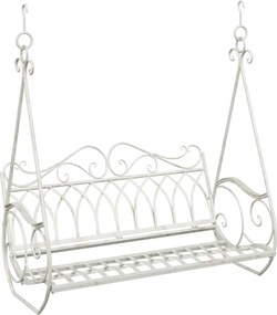vidaXL Πάγκος Κούνια Ατσάλι 112 x 60 x 126,5 εκ. Αντίκες Λευκό