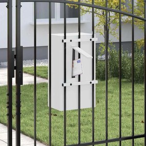 vidaXL γραμματοκιβώτιο με αποθήκευση Λευκό 30 x 20 x 55 εκ. Ατσάλι