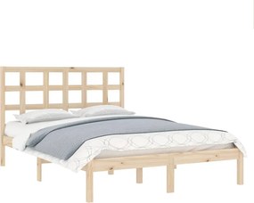 vidaXL Πλαίσιο Κρεβατιού 135 x 190 εκ. από Μασίφ Ξύλο Double