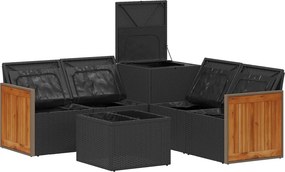 vidaXL Σετ Καναπέ 6 τμχ. Μαύρο και Κρεμ Λευκό 55 x 55 x 37 εκ