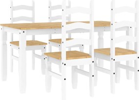 vidaXL Σετ Τραπεζαρίας 5 Τεμαχίων Panama από Μασίφ Ξύλο Πεύκου Λευκό