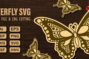 Σετ των 2 Intra απο ξύλο plywood 3mm-4mm πάχος πεταλούδας και κοπής CNC Δίασταση 20x30 cm INTRAFABR-98627363