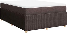 vidaXL Κρεβάτι Boxspring με Στρώμα Σκούρο Καφέ 140x200 εκ Υφασμάτινο