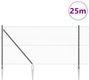 vidaXL Σετ Φράκτη  Σετ 2 τεμαχίων Γκρι Μέταλλο 25 x 1.2 μ Ανθεκτικό