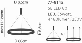 Γραμμικό Φωτιστικό SE LED 80 AMAYA PENDANT NICKEL MAT Ε5 - 51W - 100W - 77-8145