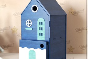 Intra απο ξύλο plywood 3mm-4mm πάχος 3D Ξύλινο Παιδικό Σπίτι Κουτί Δίασταση 30x20 cm INTRAFABR-120167185