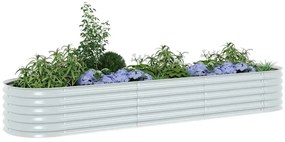 vidaXL Ζαρντινιέρα Υπερυψωμένη Ασημί 320x80x44 εκ. Γαλβανισμ. Χάλυβας