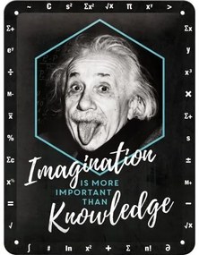 Μεταλλική πινακίδα Einstein Imagination & Knowledge, (15 x 20 cm)