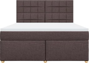 vidaXL Κρεβάτι Boxspring με Στρώμα Σκούρο Καφέ 180x200 εκ Υφασμάτινο
