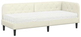 vidaXL Κρεβάτι Γωνίας με στρώμα με κεφαλάρι Κρεμ 80 x 200 cm Βελούδο