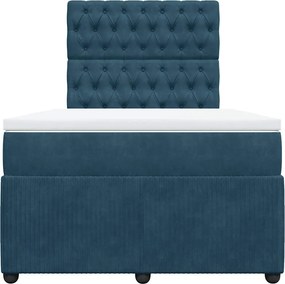 vidaXL Κρεβάτι Boxspring με Στρώμα Μπλε 120x190 εκ. Βελούδινο