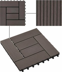 vidaXL Πλάκα Κατασκευής 22 pcs Σκούρο Καφέ 30 x 30 cm WPC
