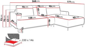 Γωνιακός καναπές Lavar-Gkri-Αριστερή