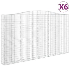 vidaXL Συρματοκιβώτια Τοξωτά 6 τεμ. 400x30x220/240 εκ. Γαλβαν. Ατσάλι