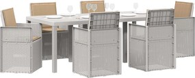 vidaXL Σέτ φαγητού για κήπο με μαξιλάρι 7 pcs Λευκό και Taupe PP