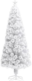 vidaXL Χριστουγεν Δέντρο Τεχνητό Προφωτισμένο Οπτικές Ίνες Λευκό 210εκ