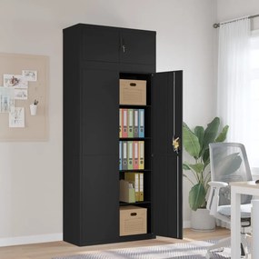 vidaXL Αρχειοθήκη Μαύρη 90 x 40 x 220 εκ. Ατσάλινη
