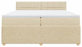 vidaXL Κρεβάτι Boxspring με Στρώμα Κρεμ 200x200 εκ. Υφασμάτινο