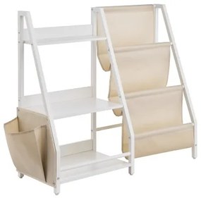 VEVOR 3-Tier Kids Bookshelf, Toy Storage Organizer for Toddler, Book Shelf for Kids Rooms with Sling Book Rack and Storage Bag, Kids Storage Book Shelves for Kids Room, Playroom, Kindergarten, Nursery