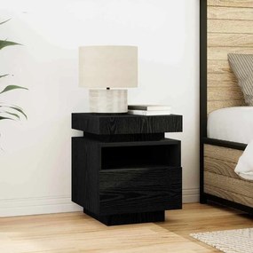 vidaXL Κομοδίνο με LED Φώτα Μαύρη Δρυς 40x39x48,5 εκ