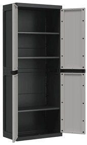 vidaXL Ντουλάπι Αποθ. Εξ. Χώρου Γκρι/Μαύρο 65x37x165εκ. Πολυπροπυλένιο