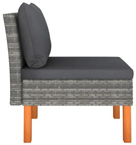 vidaXL Καναπέδες Μεσαίοι 3 τεμ. Συνθετικό Ρατάν/Μασίφ Ξύλο Ευκαλύπτου