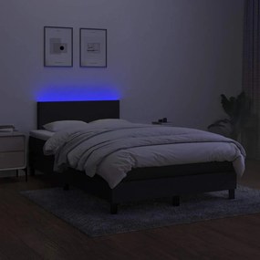vidaXL Κρεβάτι Boxspring με Στρώμα &amp; LED Μαύρο 120x200 εκ. Υφασμάτινο