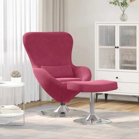 vidaXL Αυγό Καρέκλα με Σκαμνί Κόκκινο Βελούδο