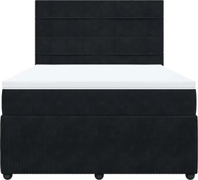 vidaXL Κρεβάτι Boxspring με Στρώμα Μαύρο 140x200 εκ. Βελούδινο