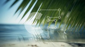 Intra Συλλεκτικό Ξύλινο Παζλ Plywood 4mm - Τροπική παραλία με φοίνικες, άμμο και νερό Σε Ξύλινο Κουτί - Διαστάσεις: 10x10 cm – 25 κομμάτια