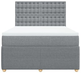 Κρεβάτι Boxspring με Στρώμα Ανοιχτό Γκρι 140x190 εκ. Υφασμάτινο - Γκρι