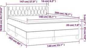 vidaXL Κρεβάτι Boxspring με Στρώμα Ροζ 140x200 εκ. Βελούδινο