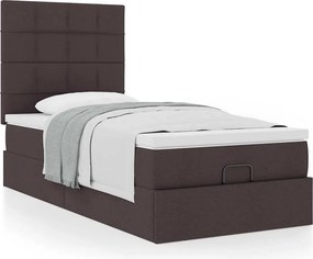 vidaXL Οθωμανικό κρεβάτι με στρώμα σκούρο καφέ 90x200cm ύφασμα