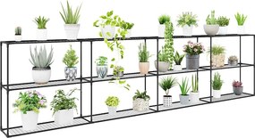 vidaXL Ράφι φυτών 3 επιπέδων Μαύρο 400 x 32 x 104 εκ. Ατσάλι