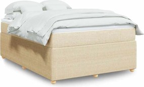 vidaXL Κρεβάτι Boxspring με Στρώμα Κρεμ 140x190 εκ. Υφασμάτινο