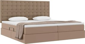 vidaXL Κρεβάτι Αποθήκης Καπουτσίνο 200 x 200 cm Τεχνητό Δέρμα