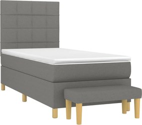 vidaXL Κρεβάτι Boxspring με Στρώμα Σκούρο Γκρι 80x200 εκ. Υφασμάτινο
